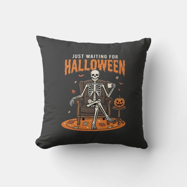 Coussin Conception de squelette juste en attendant Hallowe (Recto)