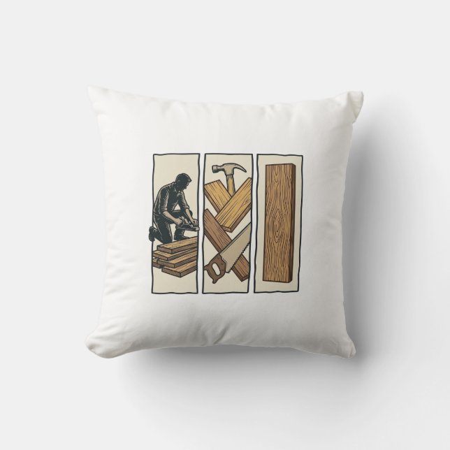Coussin Conception de T-Shirt avec Gravure d'Outils de Men (Recto)