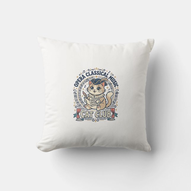 Coussin Conception de T-shirt de chat mignon de musique cl (Recto)