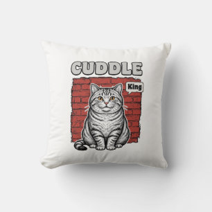 Coussin Conception de T-shirt de chat vintage Cuddle King_