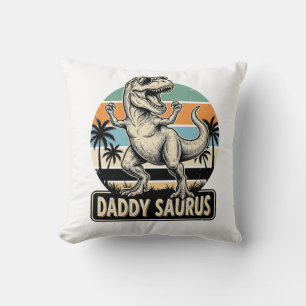 Coussin Conception de t-shirt de dinosaure rétro Daddy Sau