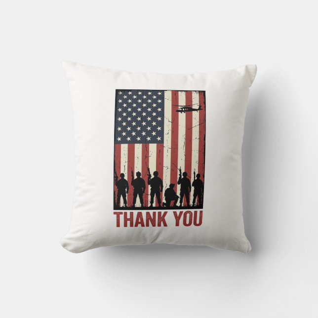 Coussin Conception de T-shirt de drapeau américain militai (Recto)
