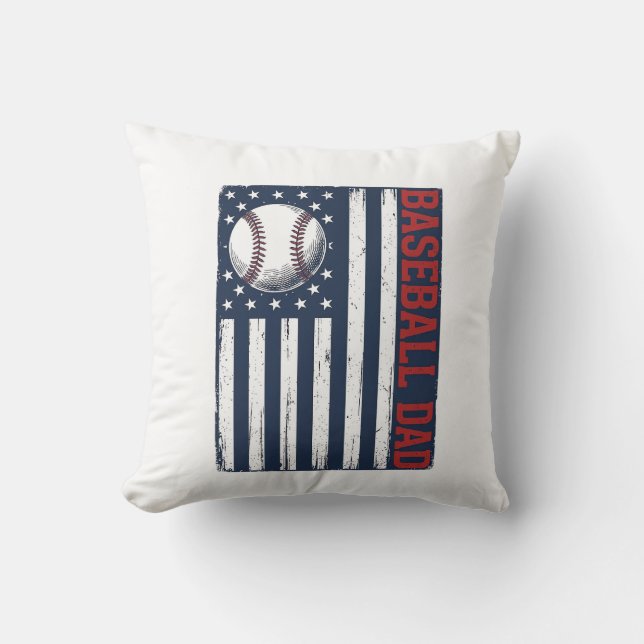 Coussin Conception de T-shirt de drapeau de papa de baseba (Recto)