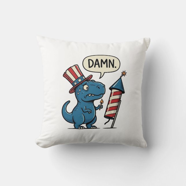 Coussin Conception de T-shirt de feu d'artifice de T-Rex p (Recto)