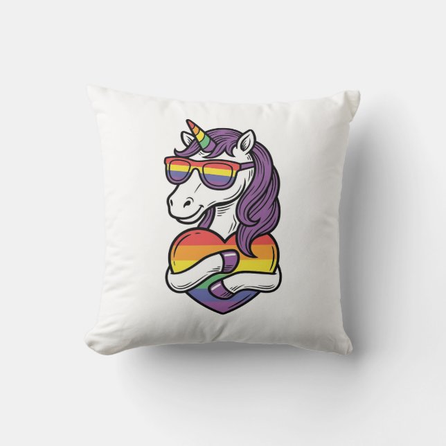 Coussin Conception de T-shirt de fierté de coeur de licorn (Recto)
