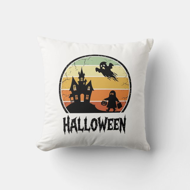 Coussin Conception de T-shirt de maison hantée Halloween S (Recto)