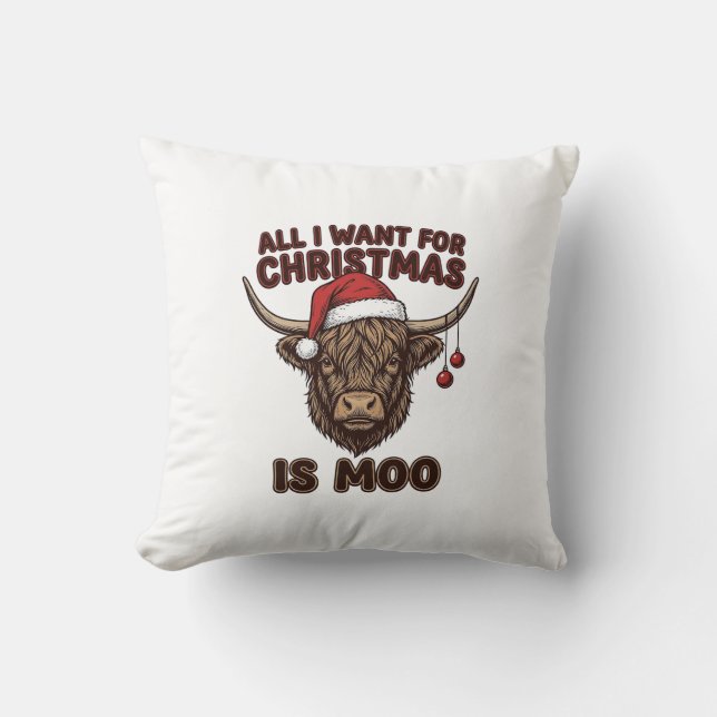 Coussin Conception de T-shirt de vache Highland drôle de N (Recto)