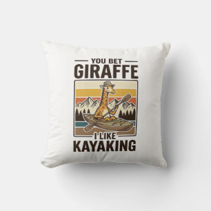 Coussin Conception de T-Shirt drôle vintage de kayak giraf
