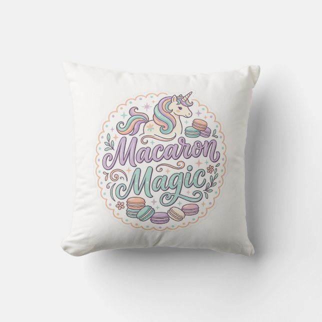 Coussin Conception de T-Shirt Fantaisiste Licorne Macaron  (Recto)