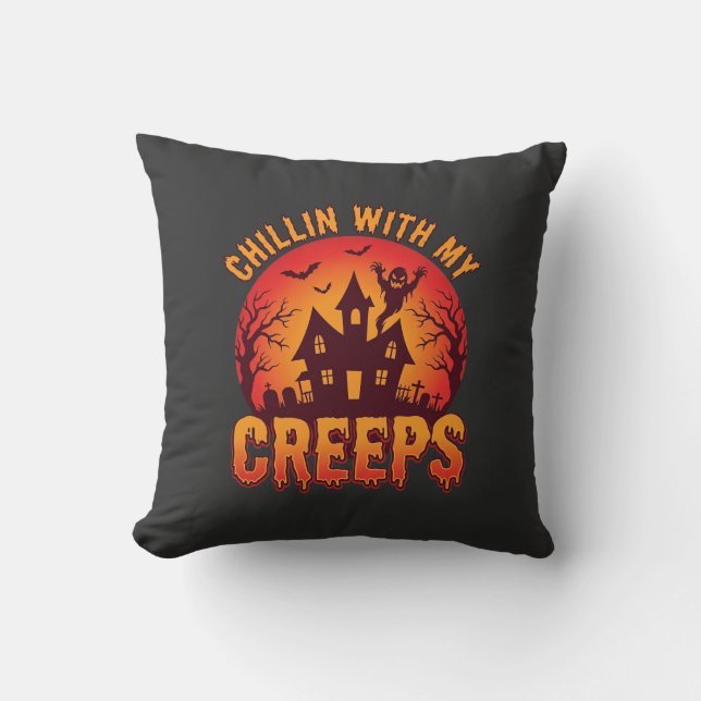 Coussin Conception de T-Shirt Halloween Chillin With My Cr (Recto)