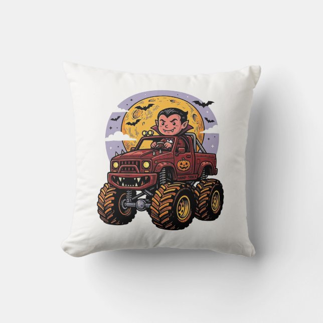 Coussin Conception de T-shirt Halloween de camion monstre  (Recto)