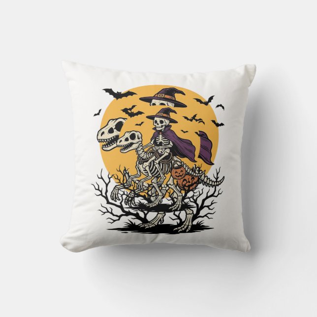 Coussin Conception de t-shirt Halloween de dinosaure squel (Recto)