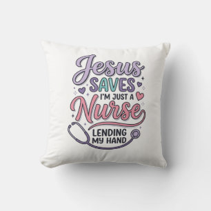 Coussin Conception de t-shirt Jésus Sauve l'infirmière Foi