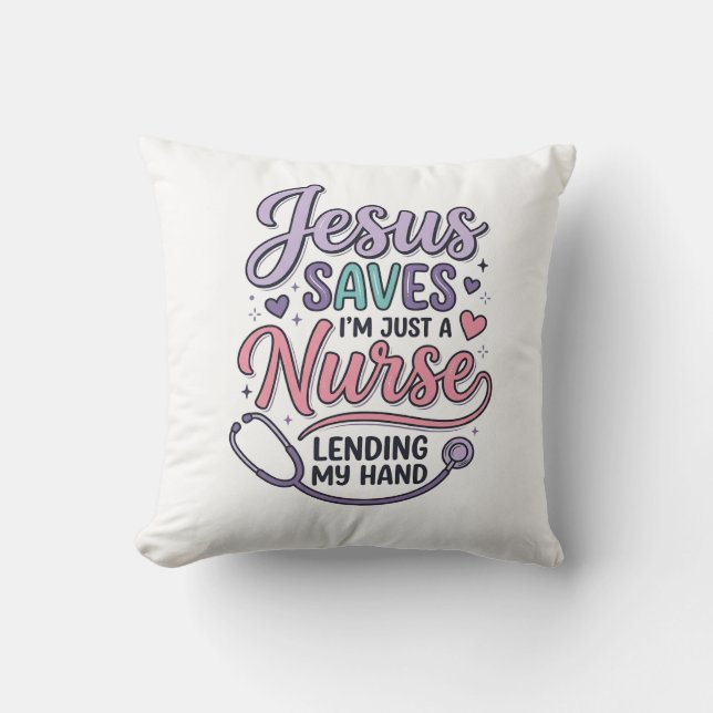 Coussin Conception de t-shirt Jésus Sauve l'infirmière Foi (Recto)