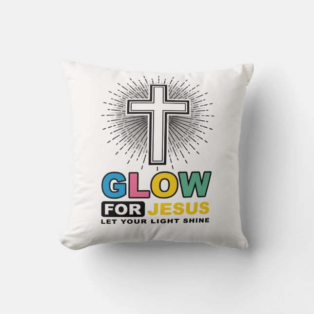 Coussin Conception de t-shirt lumineux Croix chrétienne Br (Recto)