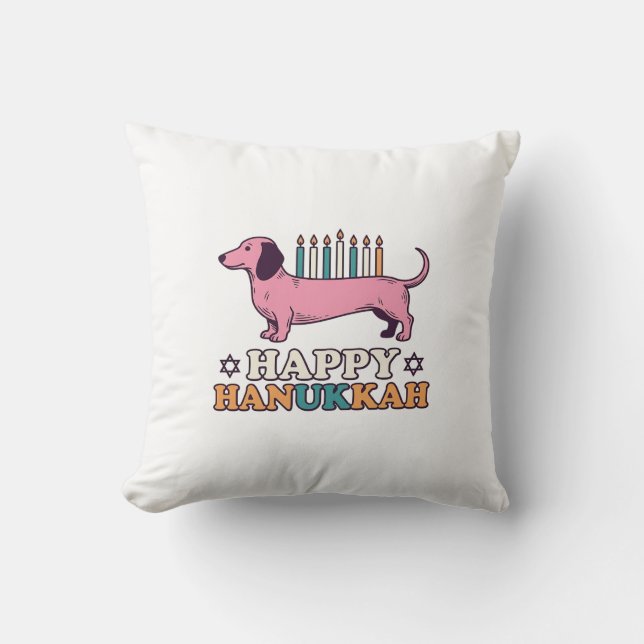 Coussin Conception de t-shirt pour chien avec une ménorah  (Recto)