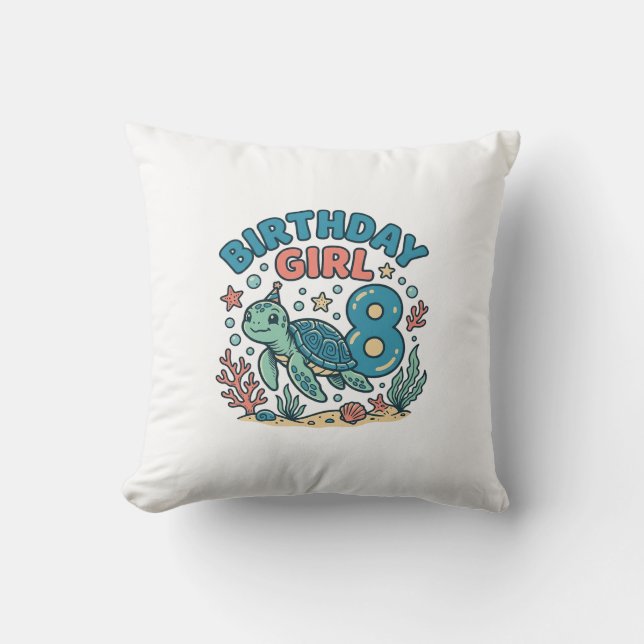 Coussin Conception de t-shirt pour les 8 ans de la fille d (Recto)
