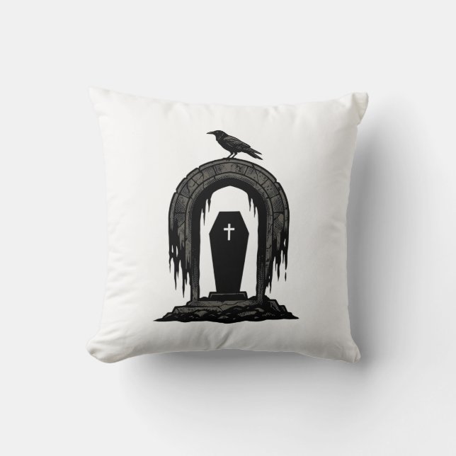 Coussin Conception de T-shirt silhouette de tombe de cimet (Recto)