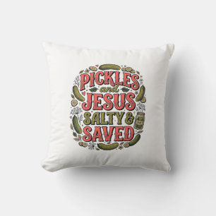 Coussin Conception de t-shirt vintage Pickles et Jésus Sal