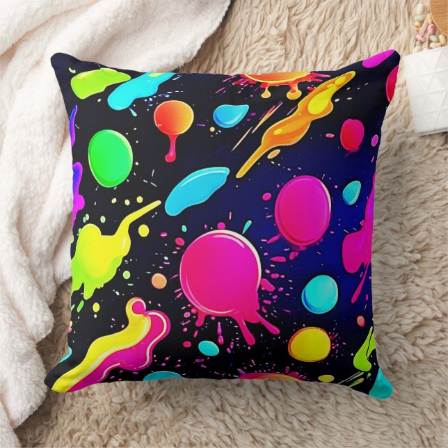 Coussin Conception de taches de peinture néon (Couverture)