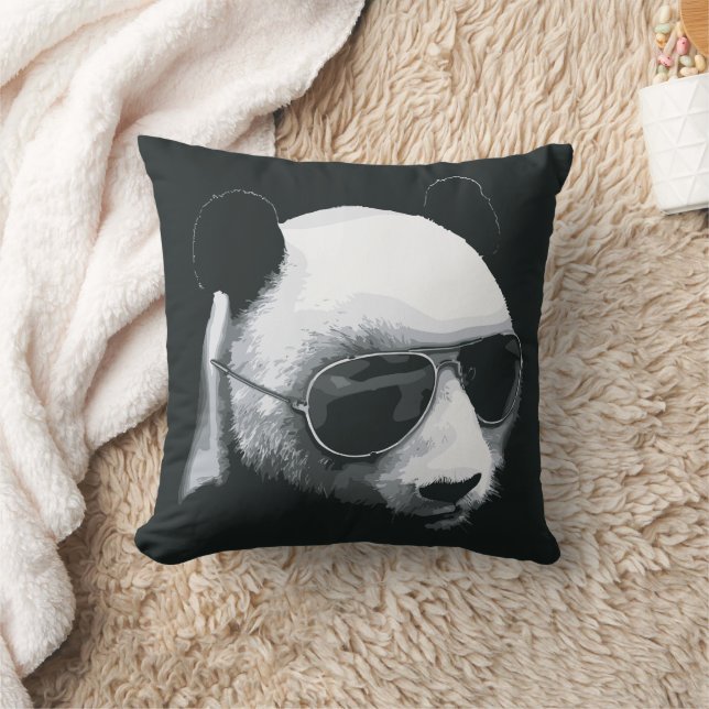 Coussin Conception de tête de panda avec lunettes de solei (Couverture)