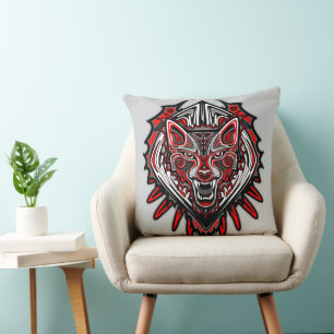 Coussin Conception de totem tribal Haida Loup