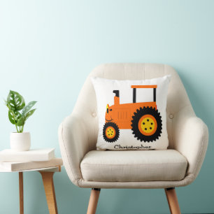 Coussin Conception de tracteur orange personnalisée