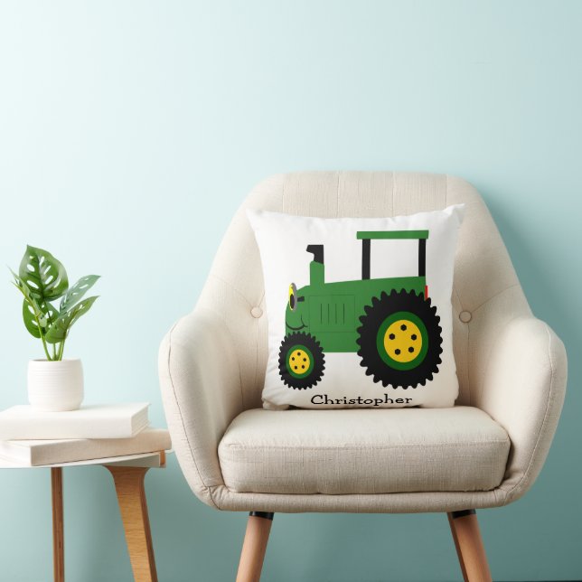 Coussin Conception de Tracteur Vert Personnalisé (Chaise)