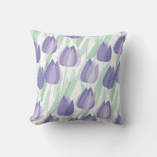 Coussin Conception de tulipe : violet clair floral.