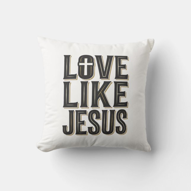 Coussin Conception de typographie chrétienne Amour comme J (Recto)