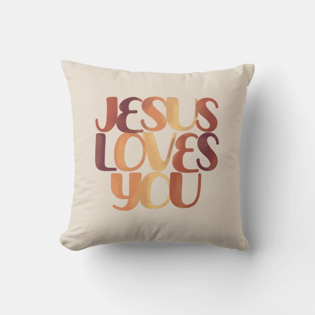Coussin Conception de typographie chrétienne Jésus aime  (Recto)