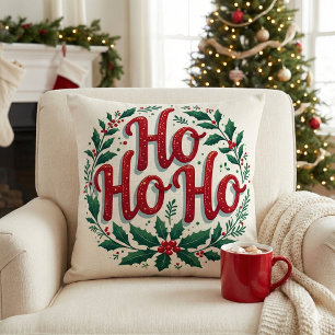 Coussin Conception de typographie de couronne de Noël Ho H