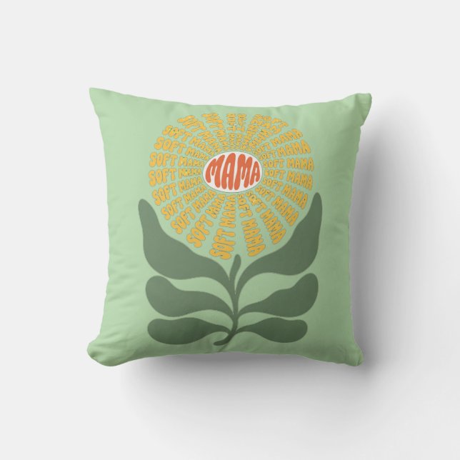 Coussin Conception de typographie florale "Soft Mama" Rétr (Recto)