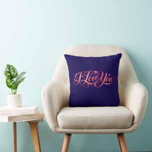 Coussin Conception de typographie minimaliste « Je t'aime