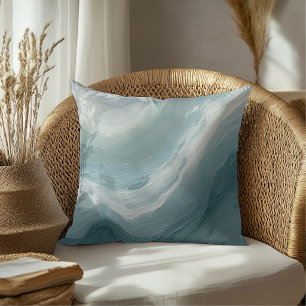 Coussin Conception de vagues de plage océanique bleu vert 