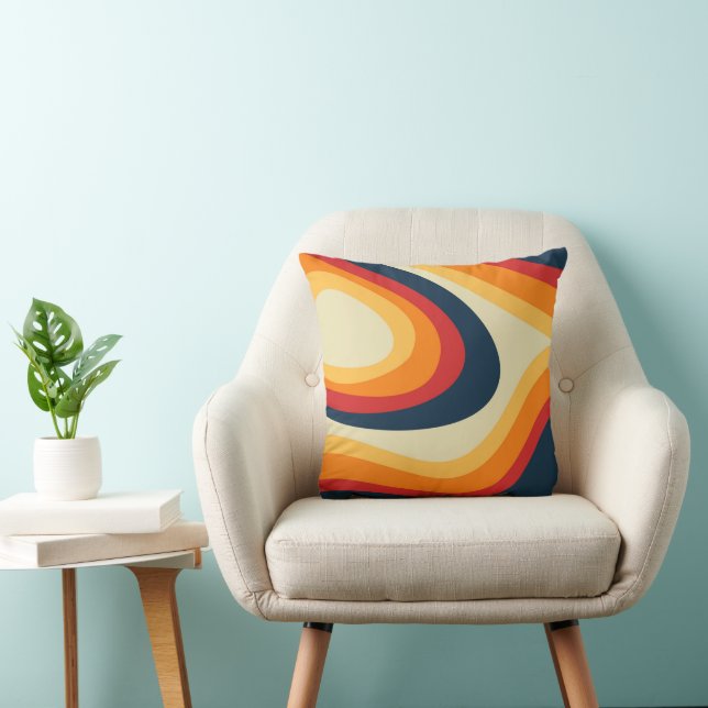 Coussin Conception de vagues de style rétro Abstrait (Chaise)
