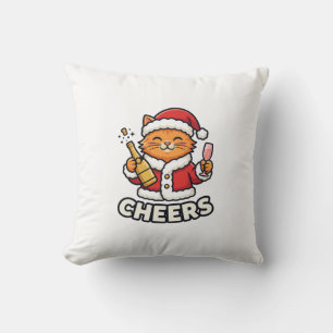 Coussin Conception de vecteur de chat de Noël Cheers