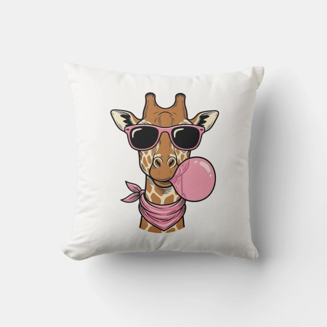Coussin Conception de vecteur de chewing-gum girafe gravur (Recto)