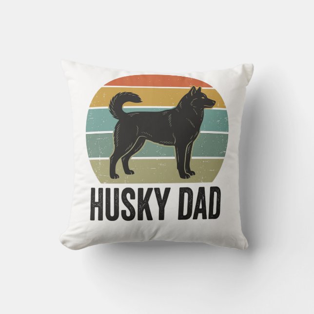 Coussin Conception de vecteur de chien rétro Husky Papa Vi (Recto)