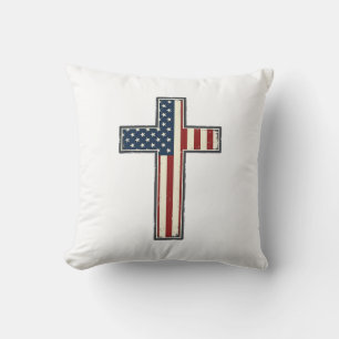 Coussin Conception de vecteur de croix patriotique en détr