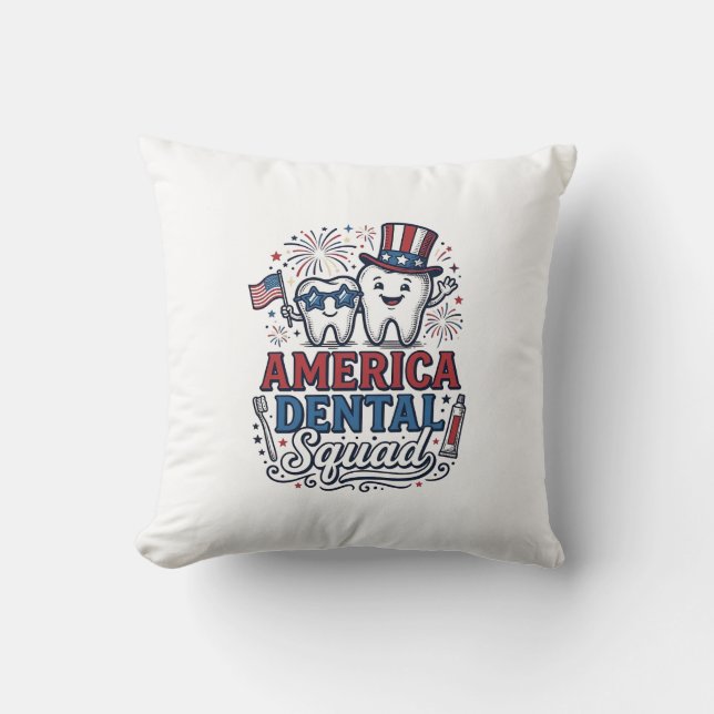 Coussin Conception de vecteur de dent patriotique d'équipe (Recto)