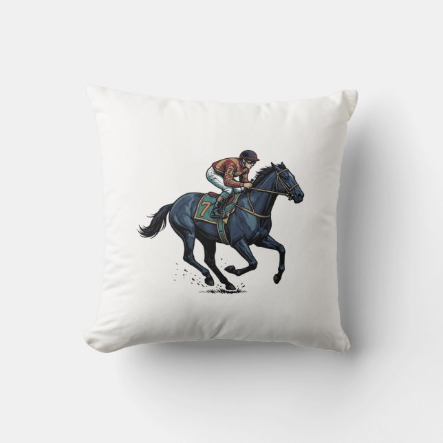 Coussin Conception de vecteur de jockey de course de cheva (Recto)