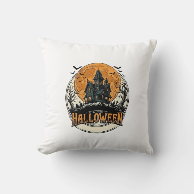 Coussin Conception de vecteur de maison hantée Halloween v (Recto)