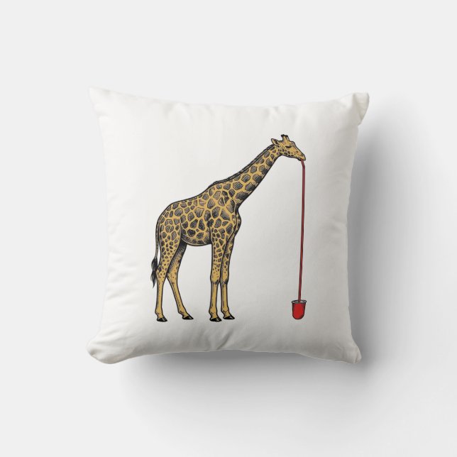 Coussin Conception de vecteur de paille à boire de girafe  (Recto)
