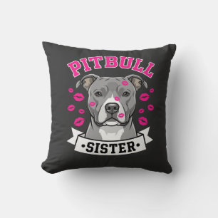 Coussin Conception de vecteur de sœur de Pitbull amoureuse