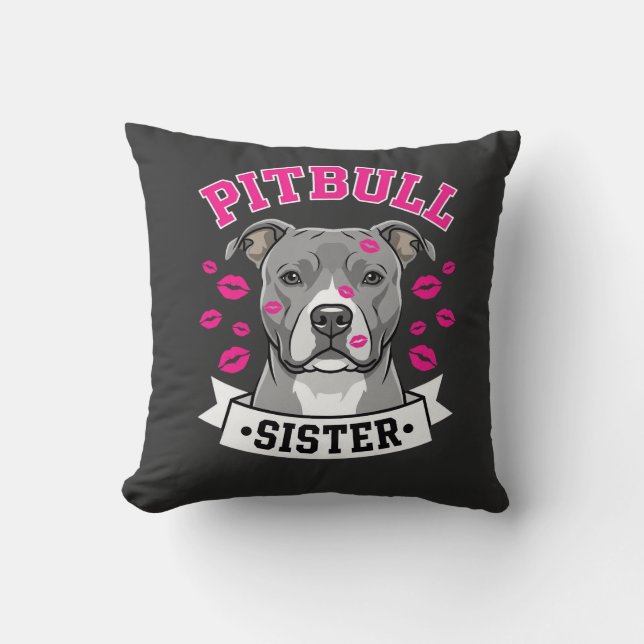 Coussin Conception de vecteur de sœur de Pitbull amoureuse (Recto)