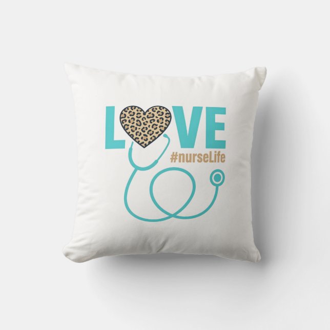 Coussin Conception de vecteur de stéthoscope léopard d'amo (Recto)