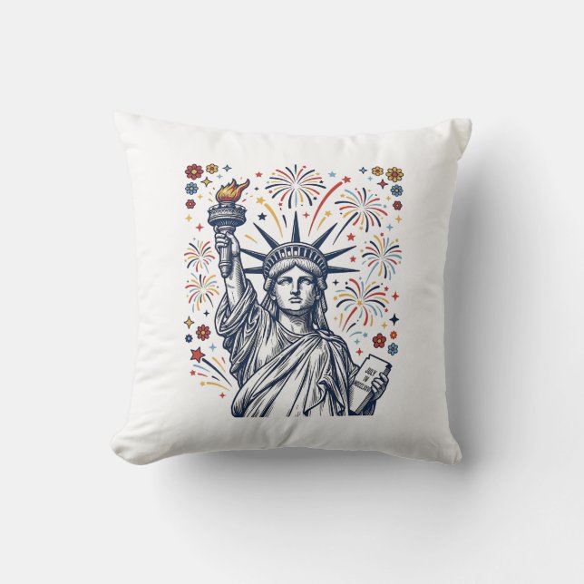 Coussin Conception de vecteur patriotique de feux d'artifi (Recto)