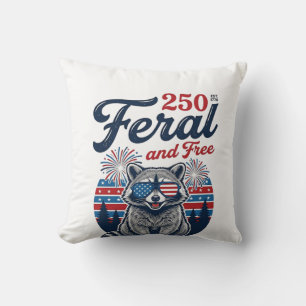 Coussin Conception de vecteur patriotique de raton laveur