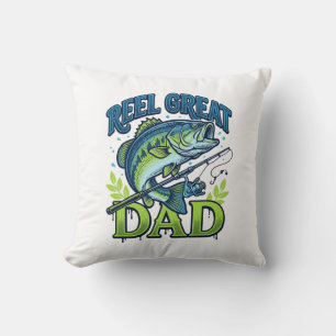 Coussin Conception de vecteur vintage de pêche à la basse